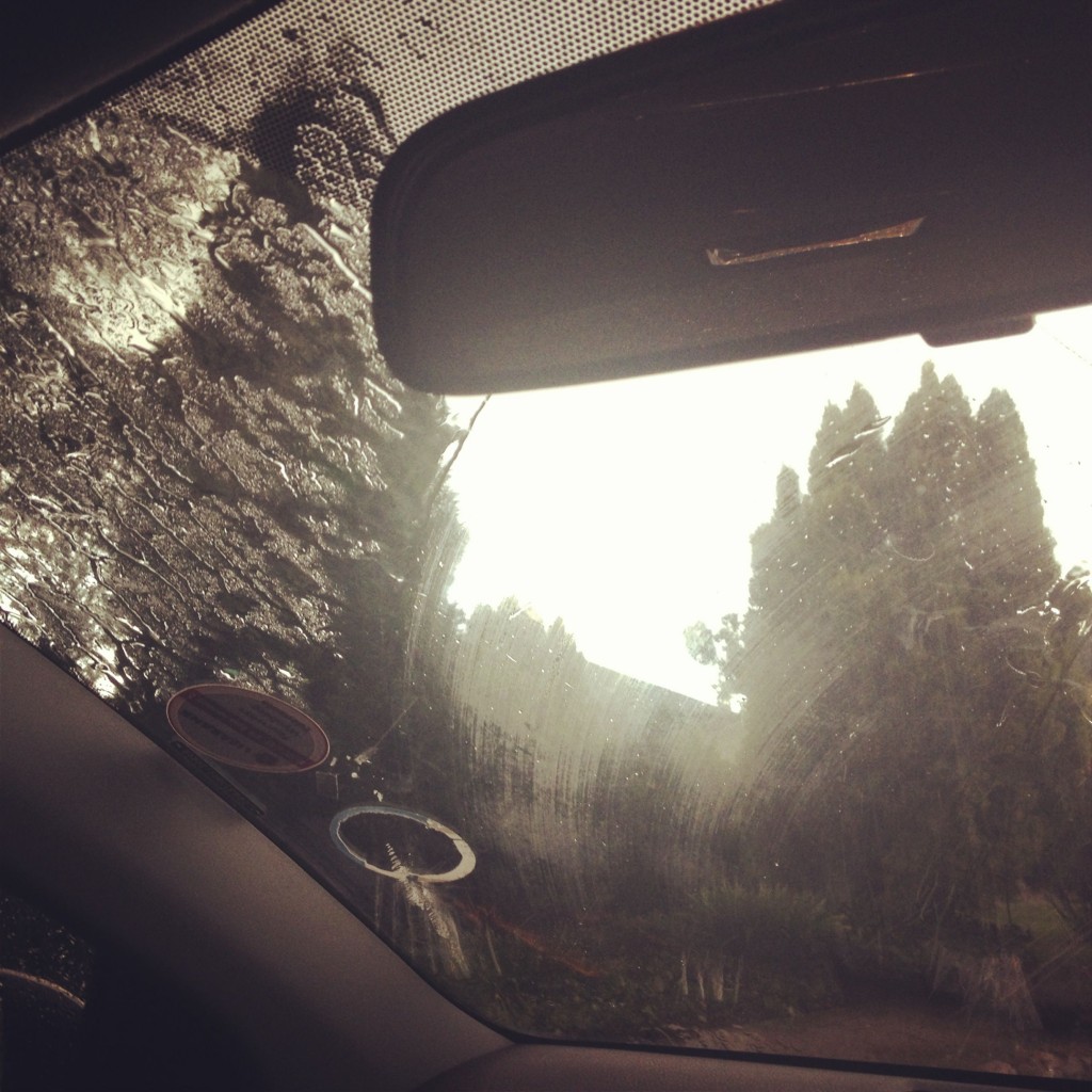 View from inside the car - crazy rain