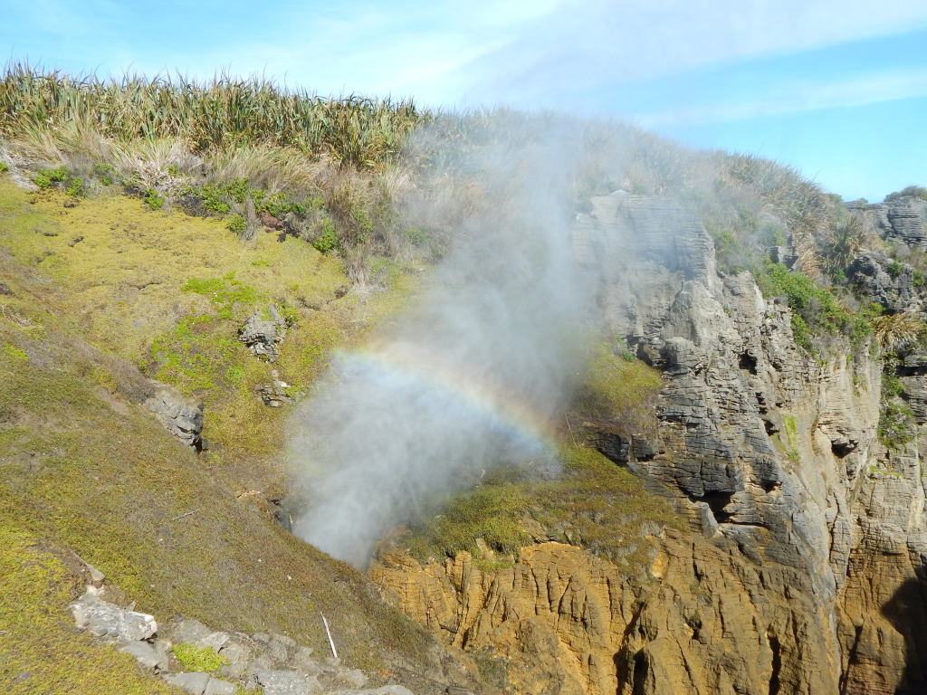 Rainbow over a blowhole